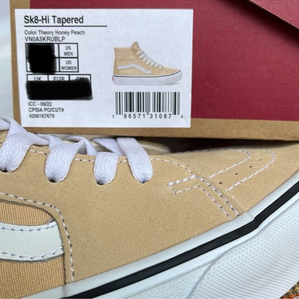 Vans Men’s Sk8-Hi Tapered
Color Theory Honey Peach
VN0A5KRUBLP
Sneakers - Picture 16 of 16